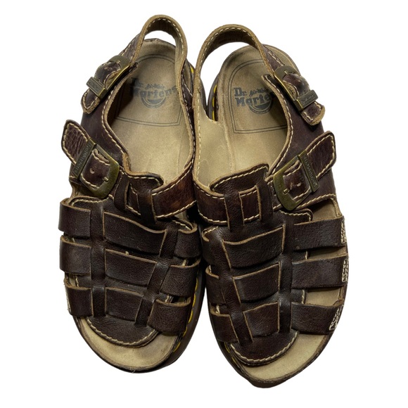 DR MARTENS 8092 Vintage Leather Fisherman Sandals Brown Chunky Sole Size 10 - Picture 1 of 10